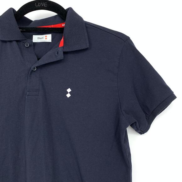 SLAM Short Sleeve Polo Shirt Mens Size Small Navy Blue Sea Of Japan Graphic - Picture 4 of 7